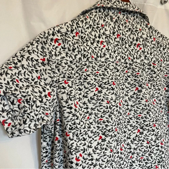 MONUMENT Men’s Cotton Button Down Short Sleeve Grey Red Leaf Small - Picture 12 of 14
